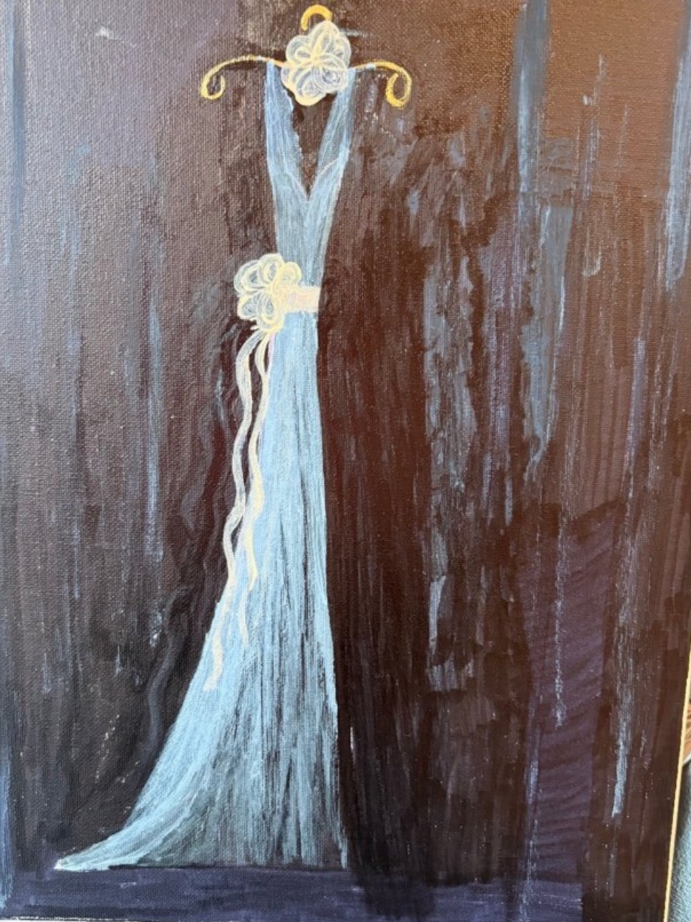 Hand-Painted Blue Dress Canvas Art - Unknown Brand